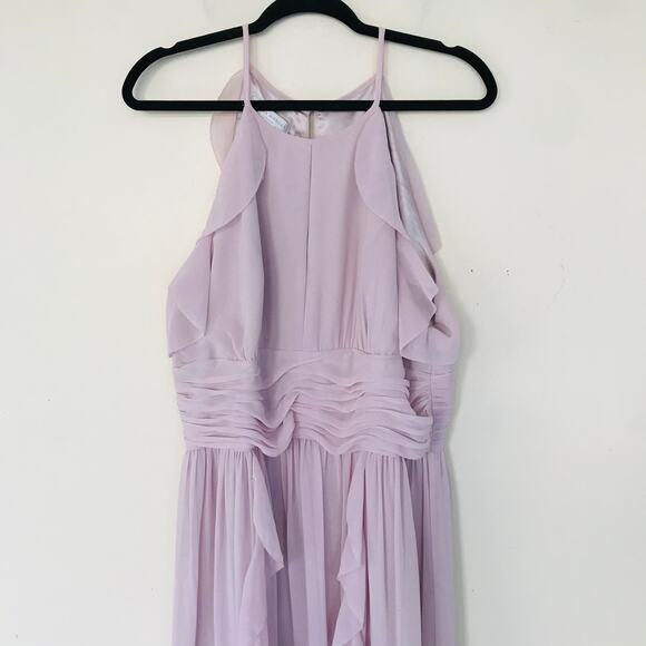 New Donna Morgan Skye Ruffles Cutaway Halter Pink Gown Women's Size 18 - Picture 8 of 16